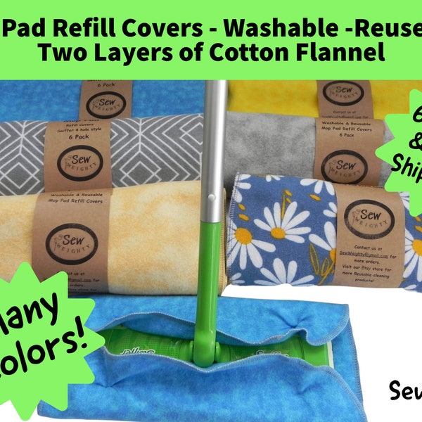 Washable Mop Pads / Reusable Mop Pads / Swiffer Style Mop Pad Refills / Eco Friendly / Floor Dusting Pad / Mop Cover / Dry Mop Pad/Free Ship