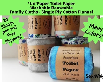 Washable Reusable Paperless Toilet Paper / Toilet Unpaper / Flannel Family Cloth / Baby Wipe / Washable Cloth Wipe / Reusable Cloth Towel