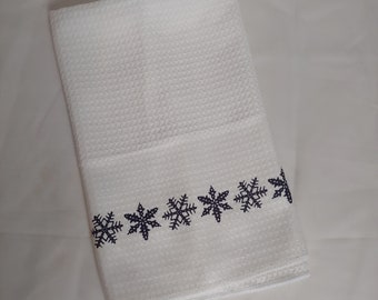 Pyrex Snowflake Dishtowel, Waffle Weave Kitchen Towel, Winter Christmas Decor