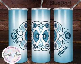 Horizon Blue Inspired Tumbler, 20oz Tumbler, Pyrex Patterns, Vintage Style Tumbler