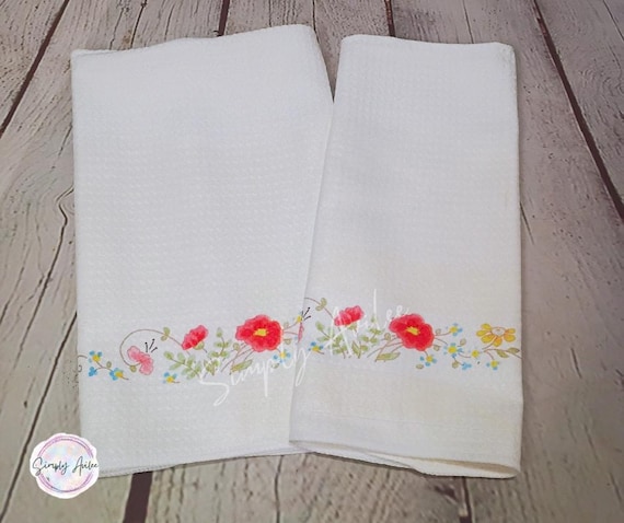 Corningware Wildflower, Waffle Weave Dishtowel, Corningware towel, kitchen towels, vintage décor
