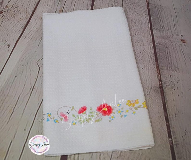 Corningware Wildflower, Waffelgewebe Geschirrtuch, Corningware Handtuch, Geschirrtücher, Vintage Dekor Bild 2