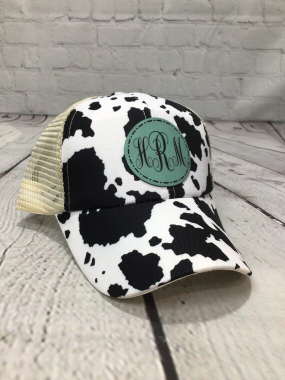 Ladies Cow Print Ponytail Hat Custom 