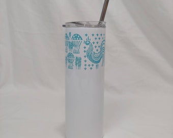 Pyrex Butterprint Tumbler, Teal Vintage Style Cup (20oz)