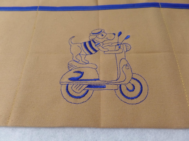 Restaurant Server Waitress Teacher Vendor Utility Craft Half Apron by Diner Divas Dog on Vespa Scooter