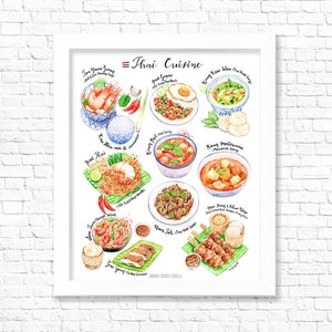 Thai Cuisine/ Fine Art Print/ Food Poster/ Kitchen Wall Art/ Kitchen Decor/ Gift for Foodies/ Gift for a foodie