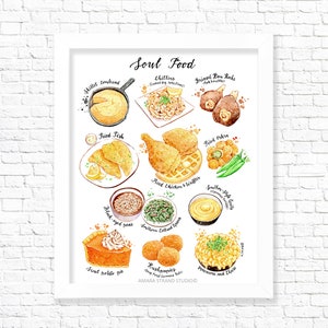 Soul Food/ Fine Art Print/ Kitchen Wall Art/ Kitchen Wall Decor/ Food Print/ Food Illustration/ Gift for Foodies