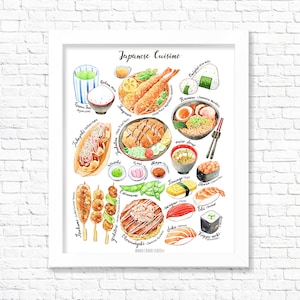Japanese Cuisine/ Fine Art Print/ Food Poster/ Kitchen Wall Art/ Kitchen Decor/ Gift for Foodies