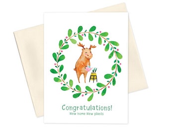 NewHome New Plants/ Greeting Card/ Blank card/ Housewarming/ Congratulations