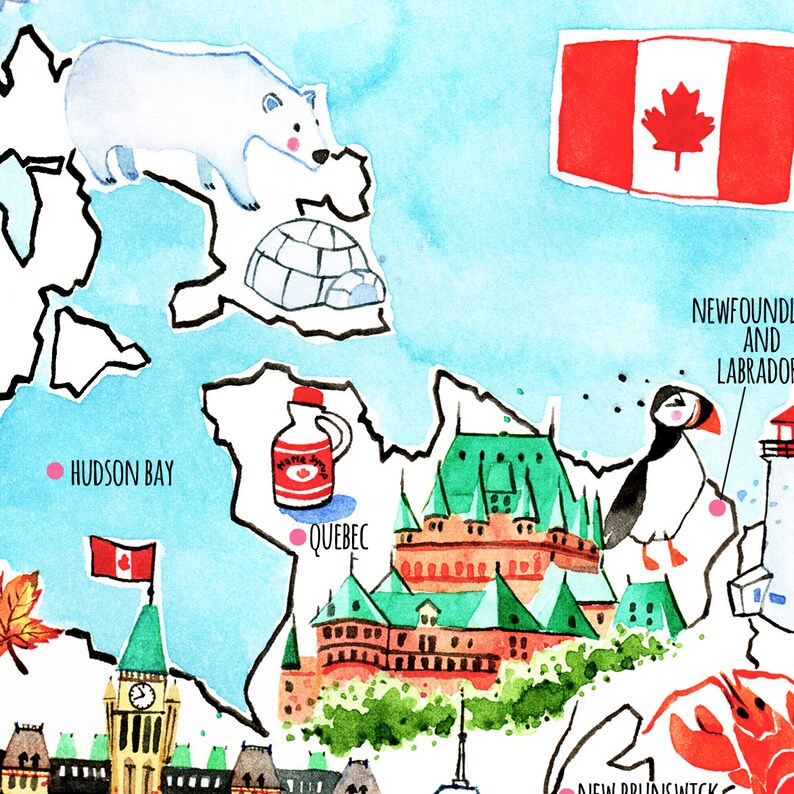 Canada Map/ Fine Art Print/ Canada Poster/ Canadian Nursery Etsy