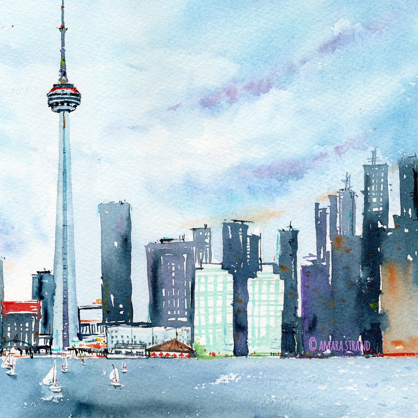 Toronto Skyline/ Fine Art Print/ Toronto Painting/ Toronto Etsy Canada