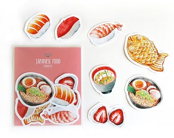 Japanese Food Sticker Set, Food Stickers, Sticker Pack, Die Cut Stickers, Weatherproof Stickers, Scrapbook Stickers, Planner stickers