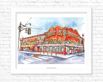 Honest Ed's/ Fine Art Print/ Wall Art/ Wall Decor/ Toronto Watercolour/ Toronto Art/ Home Decor/ Cityscape Poster