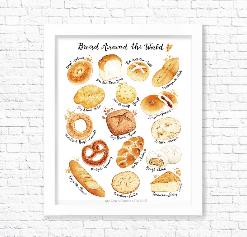 Bread Around the World/ Fine Art Print/ Food Poster/ Kitchen Etsy