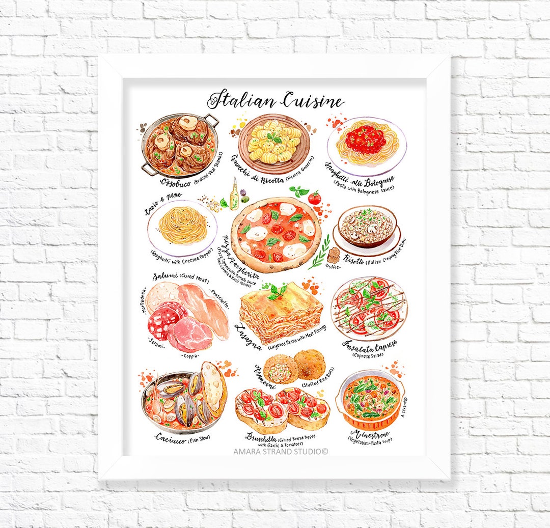 Italian Cuisine/ Fine Art Print/ Kitchen Wall Art/ Kitchen Wall Decor