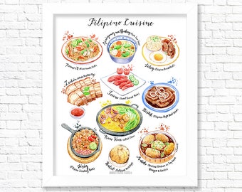 Filipino Cuisine/ Fine Art Print/ Food Poster/ Kitchen Wall Art/ Kitchen Decor/ Foodie gifts/ Filipino