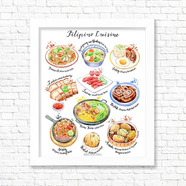 Filipino Cuisine/ Fine Art Print/ Food Poster/ Kitchen Wall Art/ Kitchen Decor/ Foodie gifts/ Filipino