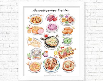 Scandinavian Cuisine/ Fine Art Print/ Kitchen Wall Art/ Food Poster