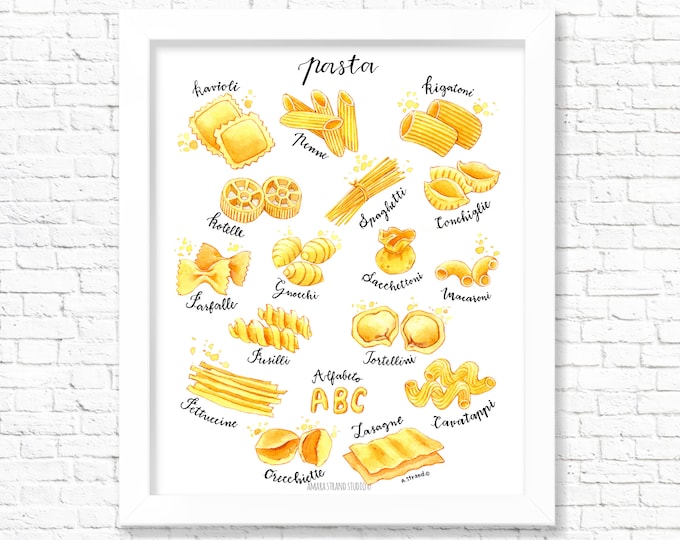 Pasta/ Fine Art Print/ Food Poster/ Kitchen Wall Artv Kitchen Decor/ Gift for Foodies/ Gift for a foodie