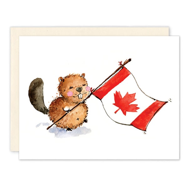 Beaver Greeting card/ Canada day/ Blank card/ Canada Theme/ Canada Souvenir/ Watercolour Card