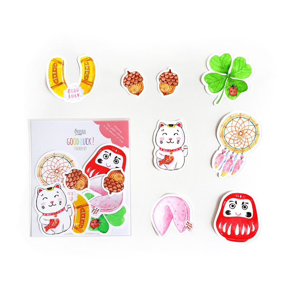 Lucky Sticker Set Paquete de pegatinas Buena suerte Etsy