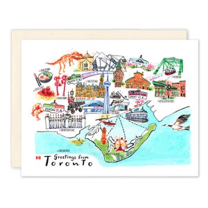 Toronto Map Greeting card/ Greeting from Toronto / Canada day/ Blank card/ Toronto Card/ Canada Card/ Canada Collection/ Toronto Art