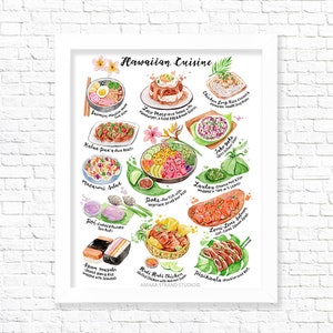 Hawaiian Cuisine / Fine Art Print/ Food Poster/ Kitchen Wall Art/ Kitchen Decor/ Foodie gifts