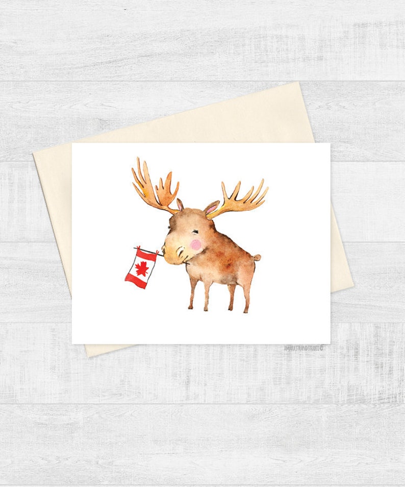 Moose Greeting card 5.5x 4.25 Canada day Blank card Canadian Animal Card image 1