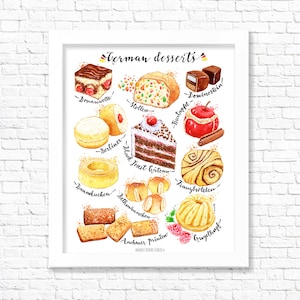 German Desserts/ Fine Art Print / Kitchen Wall Art/ Food Art/ Kitchen Decor/ Food Print/ Wall Decor/ Kitchen Wall Poster/ Gift for Foodies