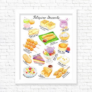 Filipino Desserts/ Fine Art Print/ Food Poster/ Kitchen Wall Art/ Kitchen Decor/ Foodie gifts/ Filipino