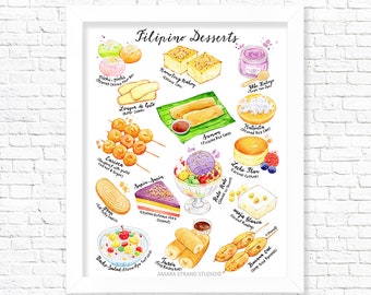 Filipino Desserts/ Fine Art Print/ Food Poster/ Kitchen Wall Art/ Kitchen Decor/ Foodie gifts/ Filipino