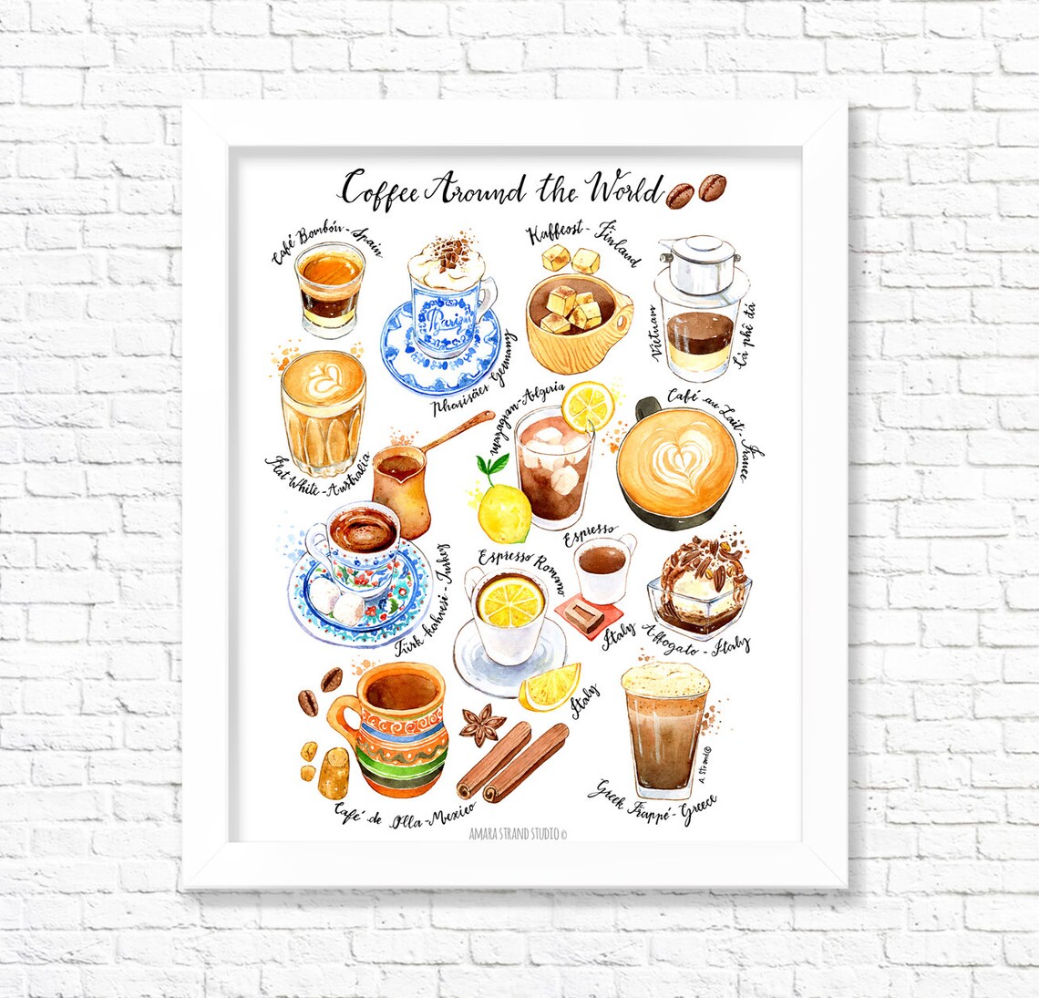 Coffee Around the World/ Fine Art Print/ Kitchen Wall Art/ Food Poster ...