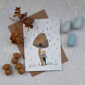 Toute carte de voeux d'occasion, guérissez bientôt, merci, anniversaire, amitié, intérieur vierge, respectueux de l'environnement, champignon, champignon vénéneux, enfants