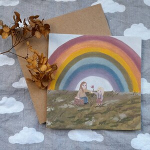 Carte de vœux écologique, anniversaire, célébration, fête des mères, amitié, arc-en-ciel, printemps, saisonnier, enfants, pour elle, soeur
