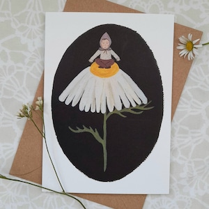 Carte de voeux de pleine conscience, écologique, yoga, méditation, floral, amitié, anniversaire, célébration, rétablissement, soins personnels, camomille