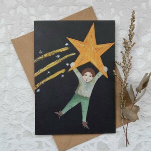 Sternschnuppe Grußkarte, umweltfreundlich, jeder Anlass, Kindergeburtstag, Freundschaft, Danke, Lehrer, Kunstkarte, Notiz, Einfach so