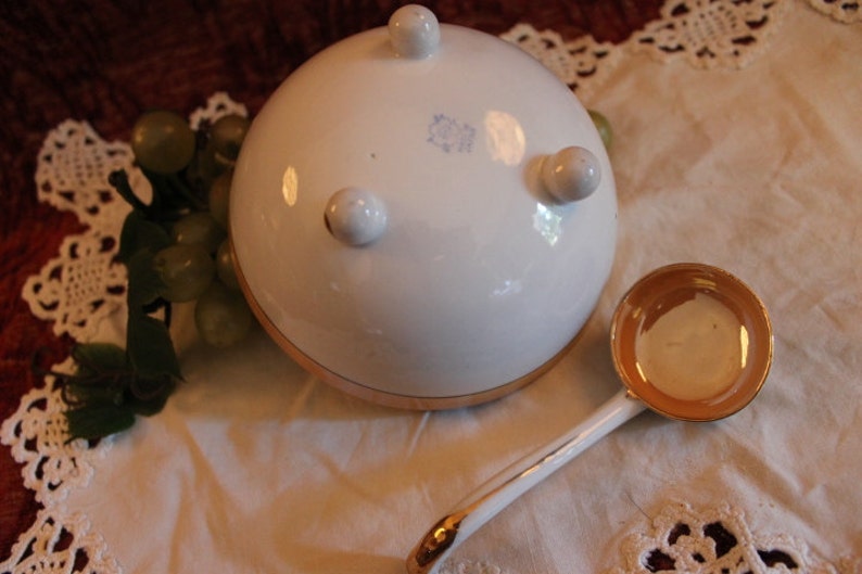 Deco Luster Ware Noritake Mayo or Whipped Cream Bowl with Matching Porcelain Ladle