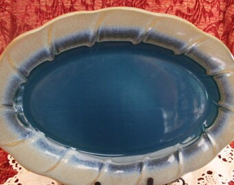 Pfalttzgraff Teal Blue Foam Drip 14" Platter