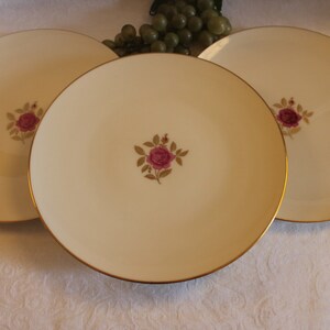 Set of 3 Lenox China 10.5&quot; Dinner Plates - Roselyn, X-304, Pink Rose and Gold Trim, Excellent Condition