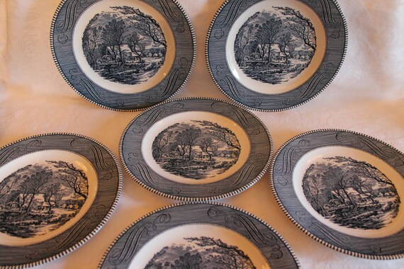Set of 6 Royal China Currier and Ives 10