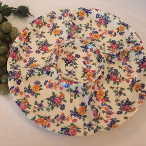 Vintage Erphila 10.5" Relish Tray - Cheery Chintz, 5 Compartment, Warwick, Germany, Excellent Condition