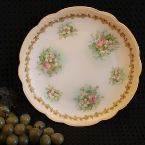 Antique M.Z. Austrian 8.5&quot; Plate with Beautiful Pink and White Flowers - Habsburg China