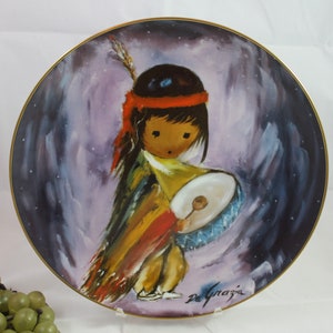 1980: Autographed Ettore Ted DeGrazia 10 » Collector Plate - Pima Indian Drummer Boy, Holiday Series, Excellent Condition