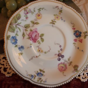 Castleton China 6" Saucer Plate - Sunnyvale Pattern, Vining Roses and Flowers, Gold RIm