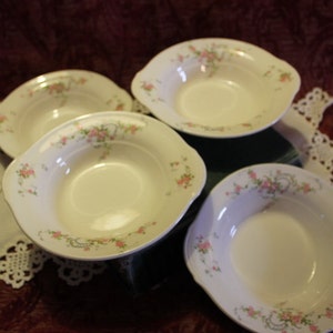 Arborose Pattern Set of 4 Tab Handled Limoges Cereal Bowls by West Wood China