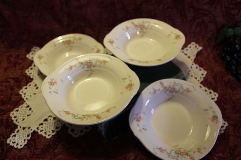 Arborose Pattern Set of 4 Tab Handled Limoges Cereal Bowls by West Wood China