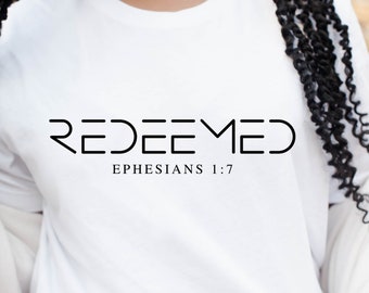 Redeemed Graphic T-shirt | Faith T-shirt, Christian T-shirt, Religious T-shirt, Love, Grace, Faith, Jesus, Faith Shirt, Bible Verse Shirt