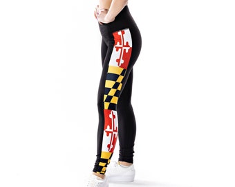 Maryland Flag Women's Full Length Yoga Pant Leggings