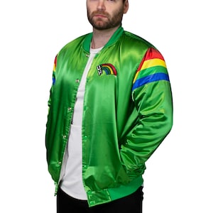 University of Hawaii Rainbow Warriors Men&#39;s Satin Button-up Bomber Jacket