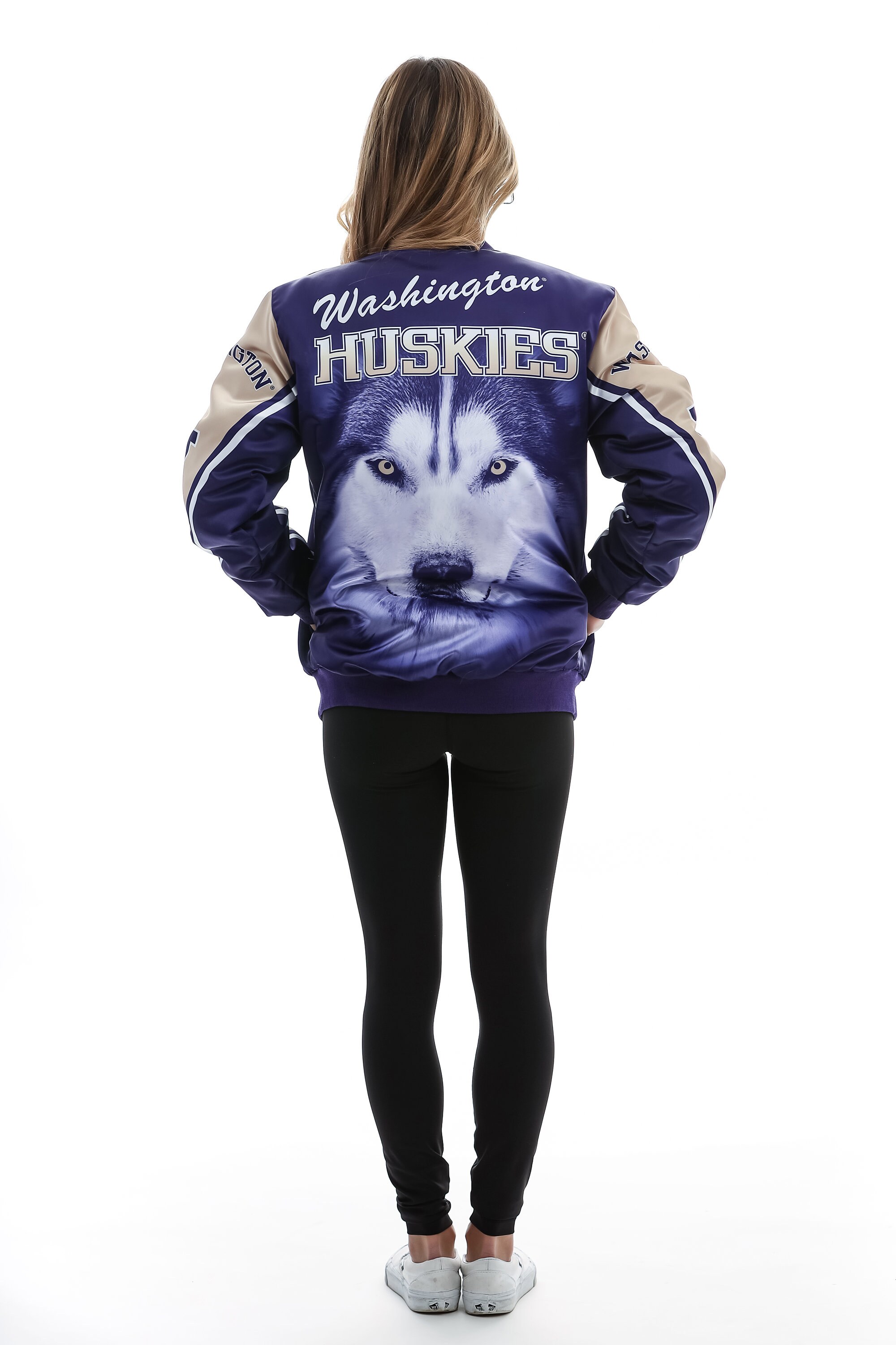 Washington Huskies Satin Bomber Jacket Purple W Etsy